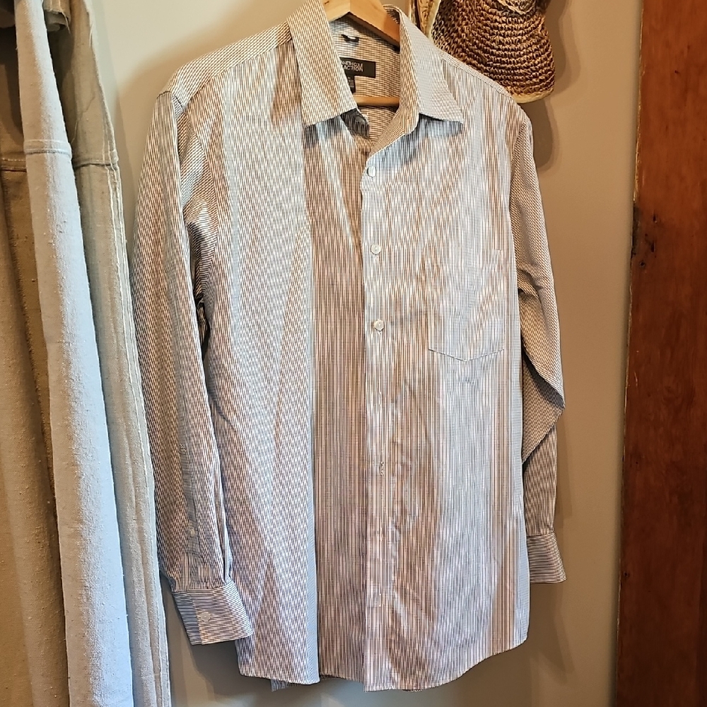 Kenneth Cole Blue Striped Casual Button Down Shirt
